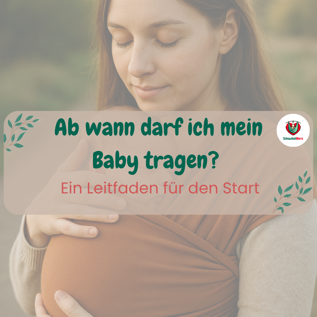 Mama trägt ihr Neugeborenes im Tragetuch – Titelbild zum Blogartikel „Ab wann darf ich mein Baby tragen? Ein Leitfaden für den Start