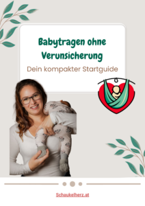 Titelbild des 0€-Startguides „Babytragen ohne Verunsicherung“ mit Andrea, Trageberaterin
