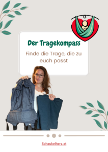 Titelblatt des Guides „Der Tragekompass“ – Orientierung für Eltern zur Wahl der passenden Tragevariante.