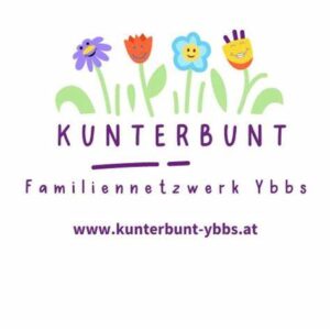 Logo von Kunterbunt Familiennetzwerk Ybbs – SchaukelHerz bietet Trageberatung und Unterstützung in Kooperation mit Kunterbunt Ybbs.