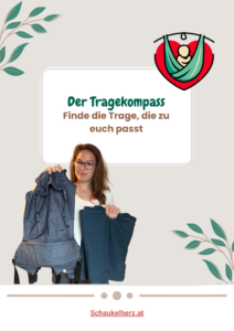 Titelblatt des Guides „Der Tragekompass“ – Orientierung für Eltern zur Wahl der passenden Tragevariante.