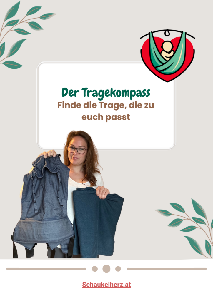 Titelblatt des Guides „Der Tragekompass“ – Orientierung für Eltern zur Wahl der passenden Tragevariante.