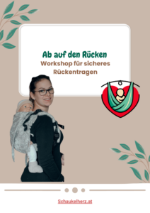 Trageberaterin mit Baby in Halfbuckle Tragehilfe beim Rückentragen Workshop von Schaukelherz